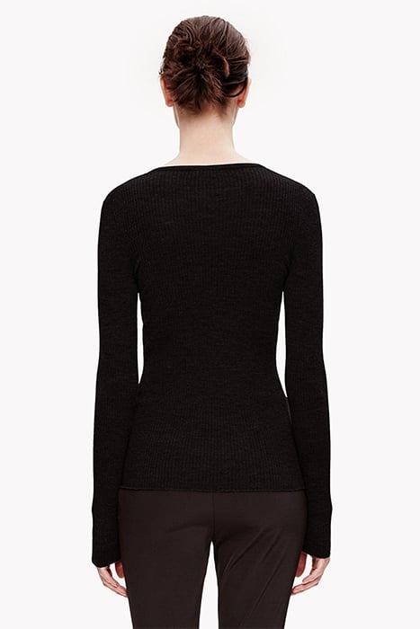 SLIM-FIT SWEATER IN MERINO WOOL BLACK 2