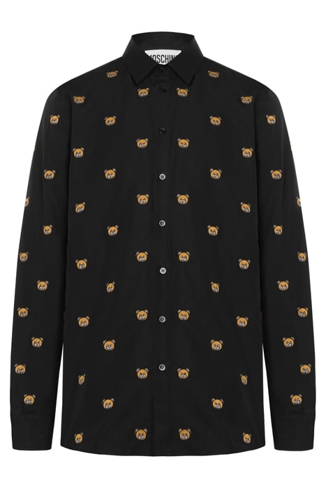 ALLOVER TEDDY EMBROIDERY POPLIN SHIRT BLACK 3