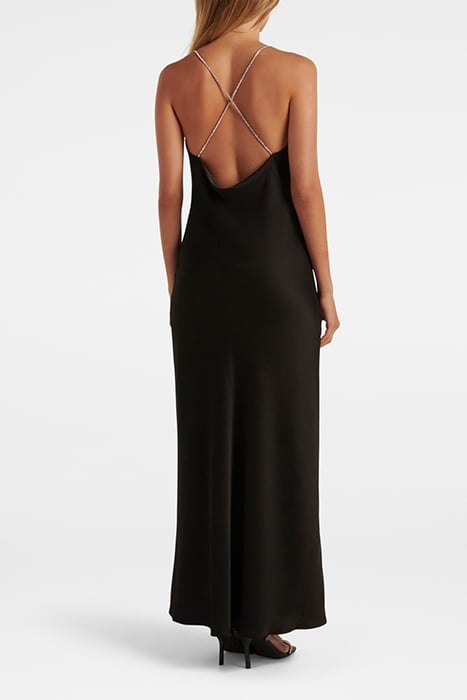 HANNAH DIAMANTE STRAP SATIN DRESS BLACK 2