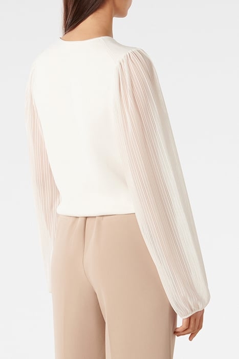 MANDY WOVEN SLEEVE KNIT TOP PORCELAIN 2