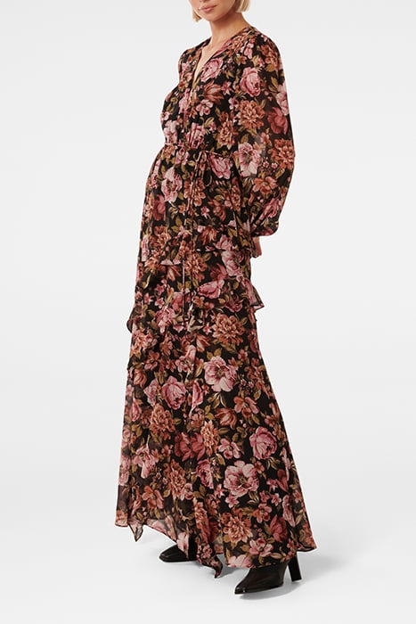 MARIA RUFFLE MIDI DRESS BLACK DELPHI FLORAL 4