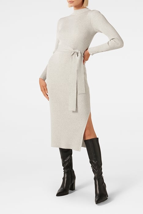 LILY RIB COLUMN KNIT DRESS GREY 4