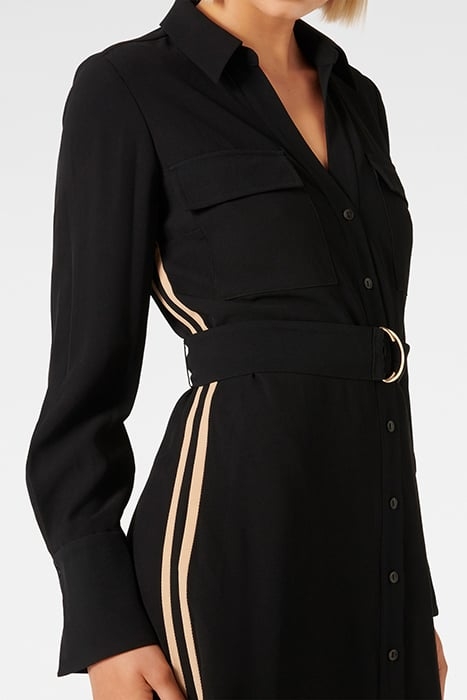 ELANI SIDE STRIPE SHIRT DRESS BLACK 5