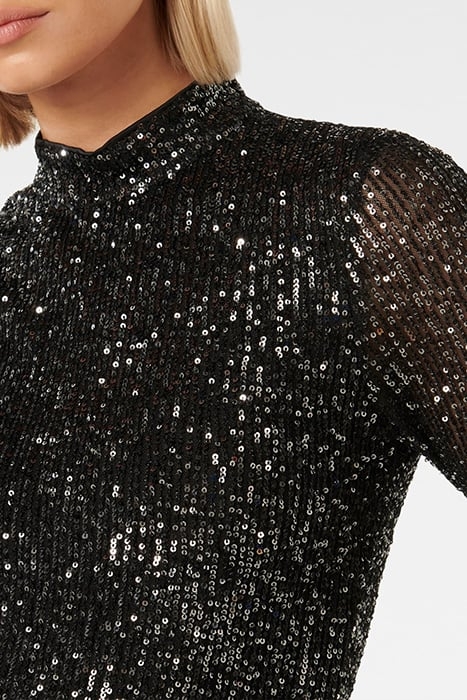 ANTHEA HIGH NECK SEQUIN TOP GUNMETAL 6