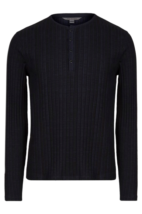 REGULAR FIT LS HENLEY W/ PLEATED TEXTURE MIDNIGHT 1