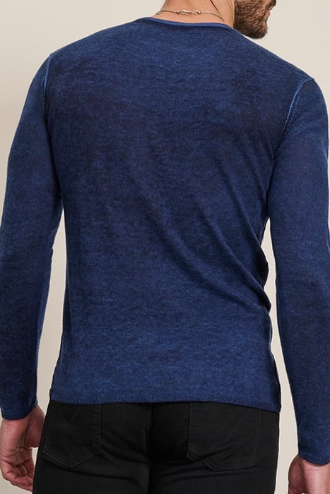 REGULAR FIT LS VNECK WITH REVERSE PRINT NAVY 2