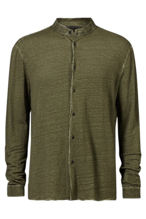 TRINITY REGULAR FIT LS BAND COLLAR SHIRT TURTLE GREEN 1