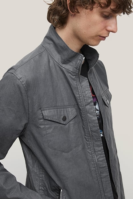 GARMENT WASHED SLIM FIT ZIP FRONT CLOSUR SEAL GREY 2