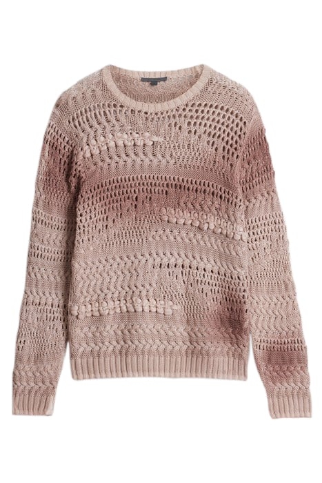 LEONE LS POINTELLE MIX STITCH CREW DRIED PETAL 2