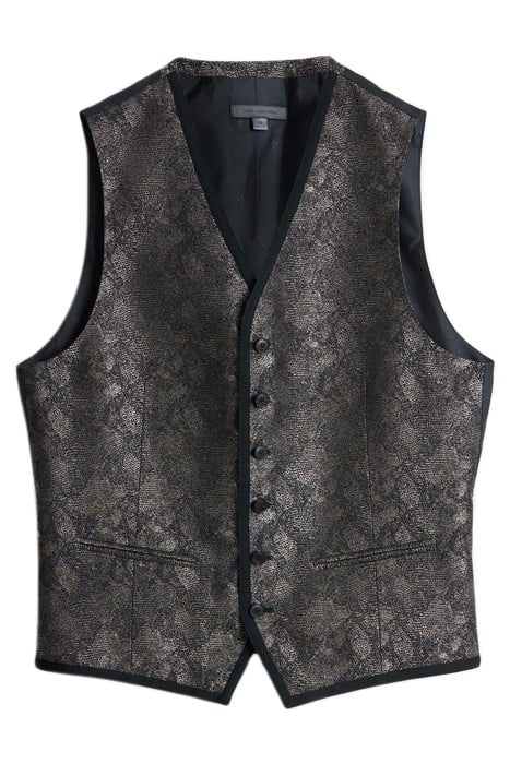 BUTTON FRONT CLOSURE VEST WITH SATIN TAP ALMOND 2