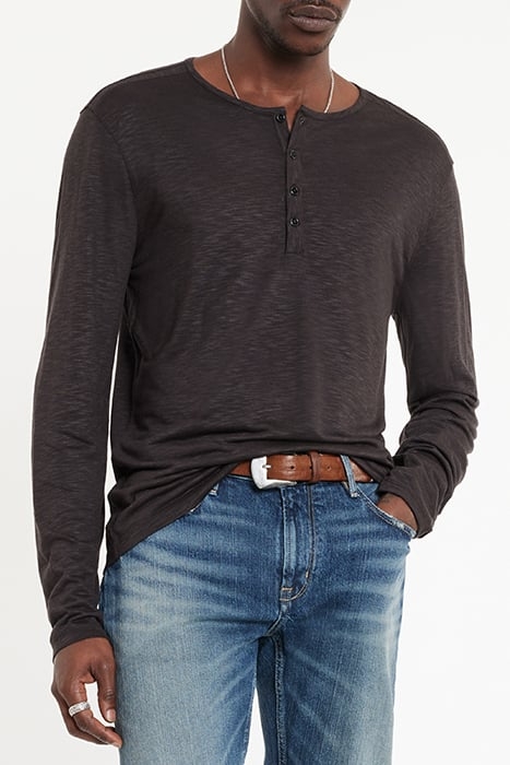 DANVILLE REGULAR FIT LS HENLEY WITH PLAC ESPRESSO 1