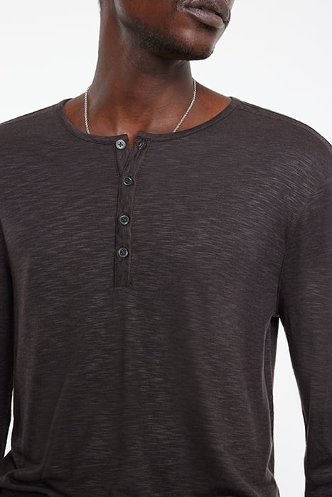 DANVILLE REGULAR FIT LS HENLEY WITH PLAC ESPRESSO 3