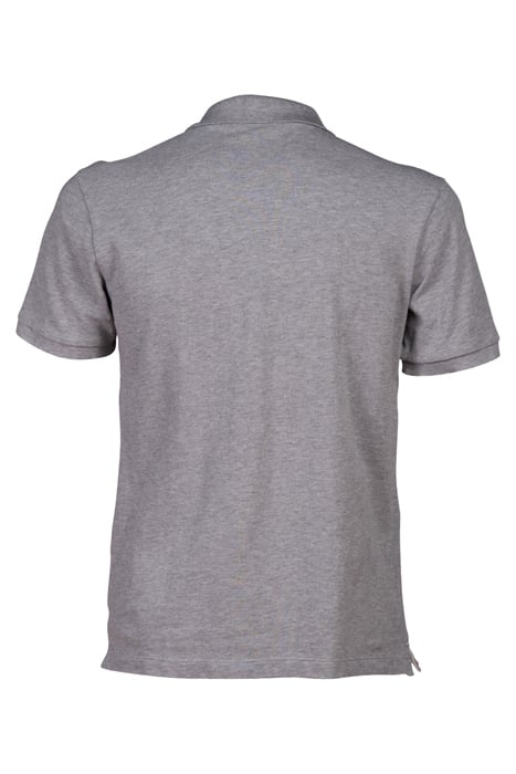 MEN'S POLOSHIRT SOLID COTTON PIQUET MEDIUM GREY HEATHER-WHIT 5