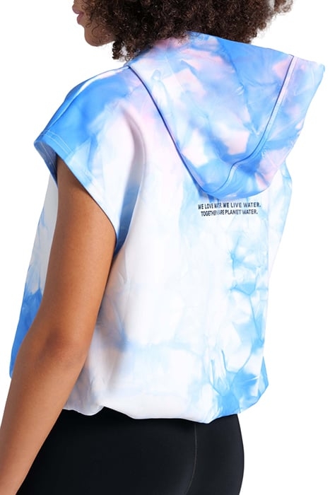 WOMEN'S HOODED SLEEVELESS SWEAT MPH CYAN MULTI TIE&DYE 5