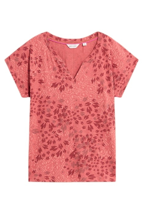 NELLY NOTCH NECK TEE PINK PRINTED 1