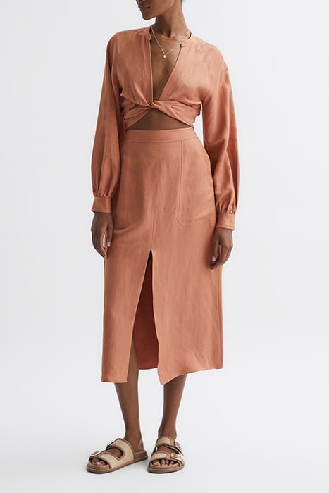 AXELLE-LINEN SKIRT RUST 2