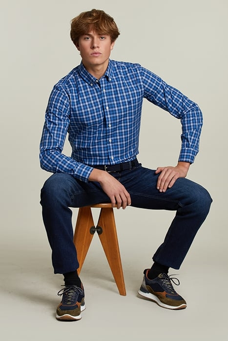 CUSTOM FIT CHECKED SHIRT BLUE/WHITE 3