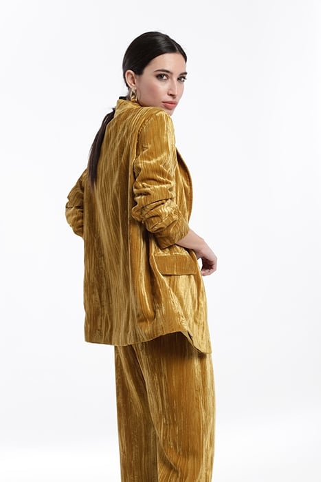 CRUSHED VELVET TUXEDO NECK JACKET MUSTARD 4