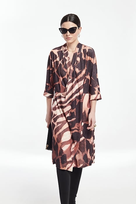 PRINTING KNITWEAR DRESS WITH FLOWING NECK SUSSET ORANGE 1