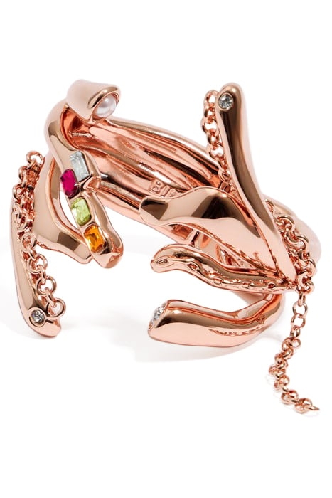 HINGED BRACELET WITH TEXTURE, CHAINS AND CRYSTALS 1