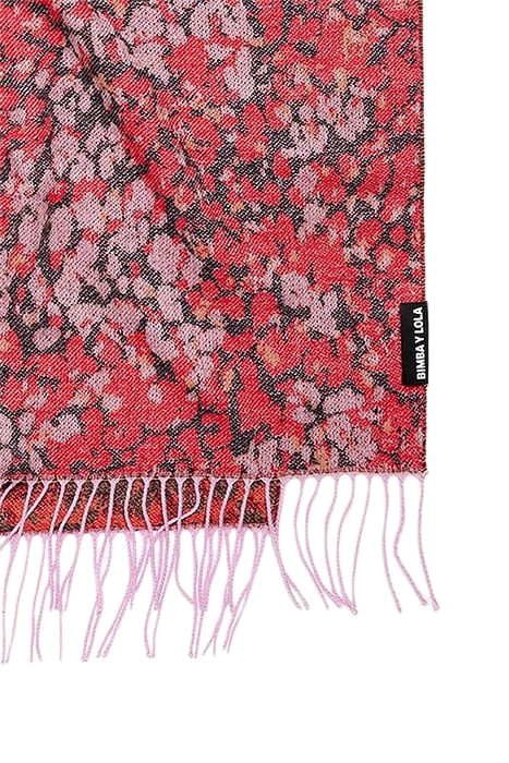 RED ANIMAL PRINT JACQUARD SHAWL 2
