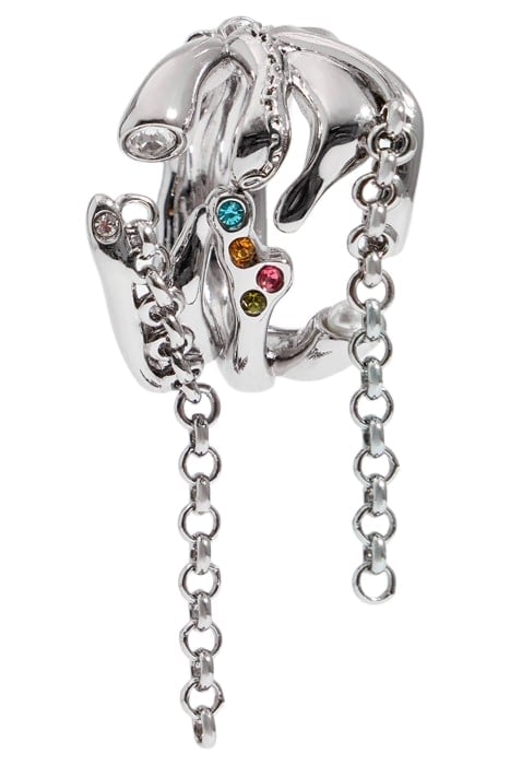 TEXTURED CHAIN CRYSTALS EARRING 1