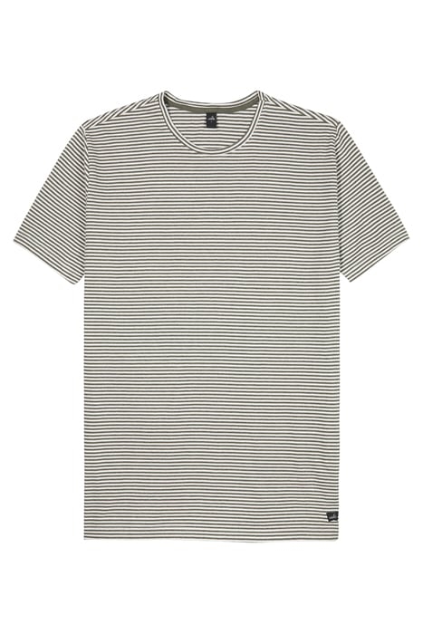 WOODS | CREW NECK T-SHIRT ARMY/WHITE STRIPE 1