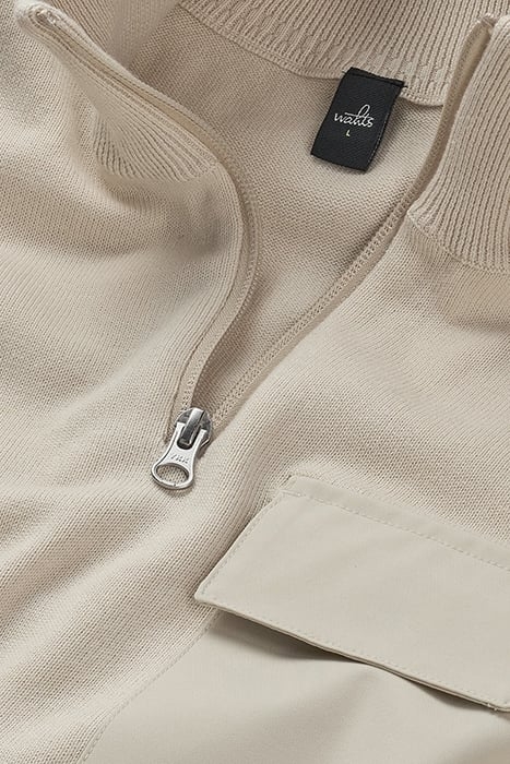 LEWIS | COTTON HALF ZIP PULLOVER WHITE SAND 4