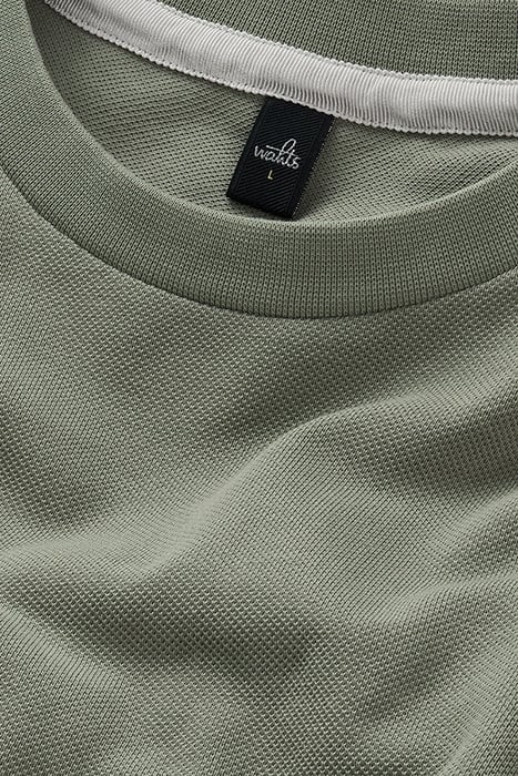 SULLIVAN | JERSEY PIQUÉ CREWNECK SWEATER SAGE GREEN 4