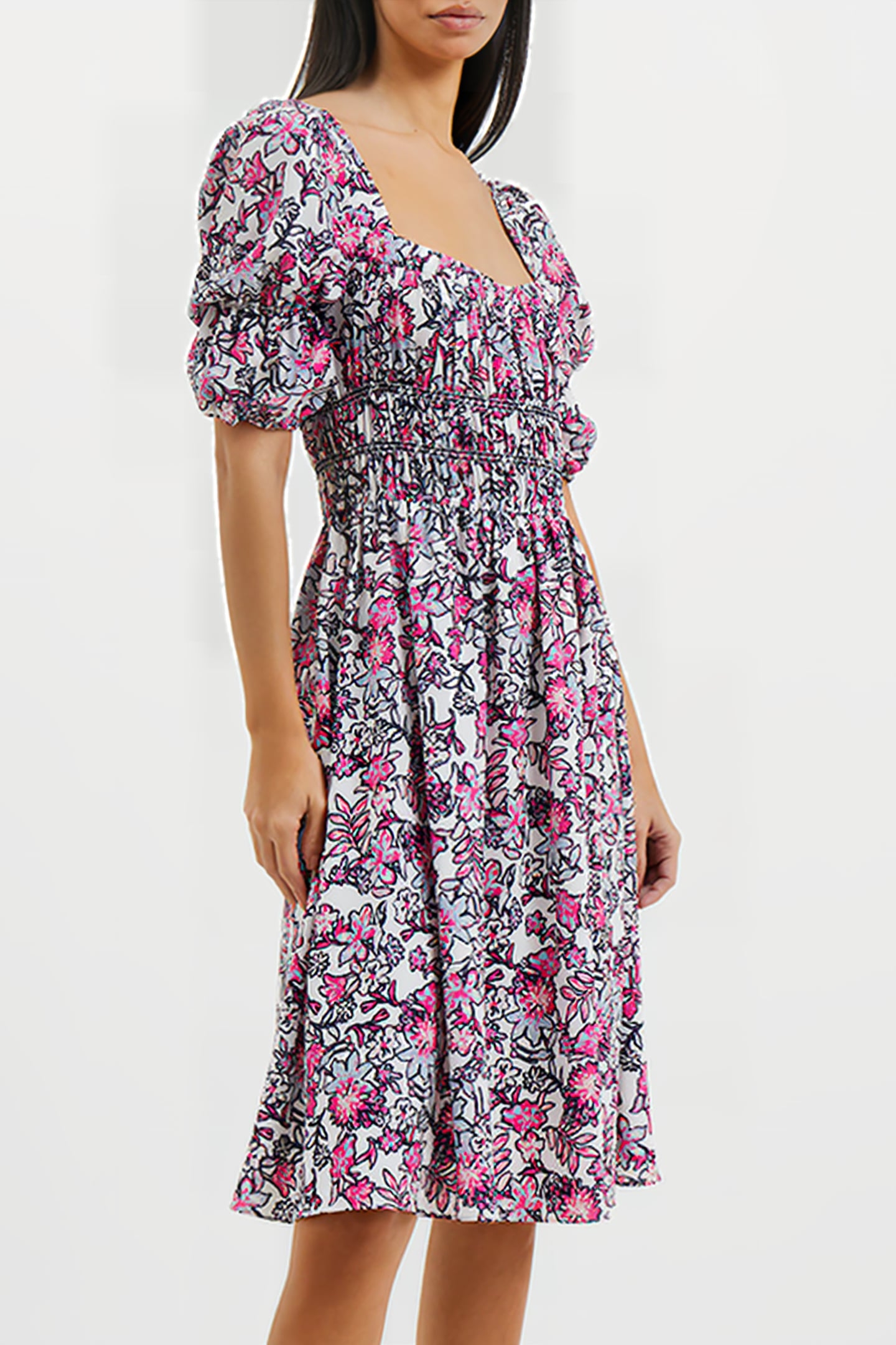 FOTINI VERONA DRESS PUFF SLEEV WHITE 4