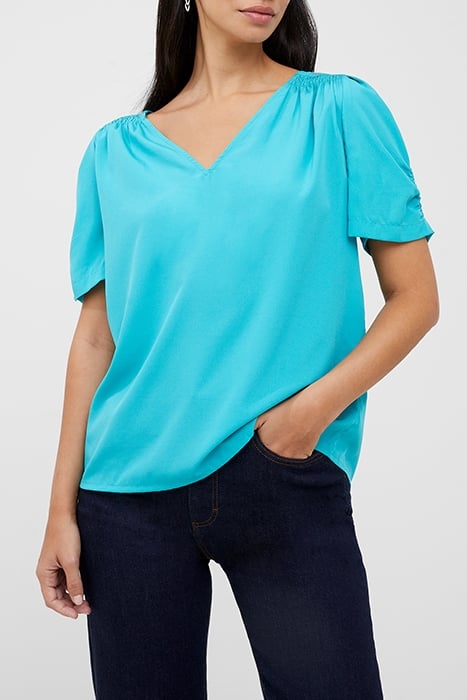 CREPE LIGHT V NECK TOP GREEN 1