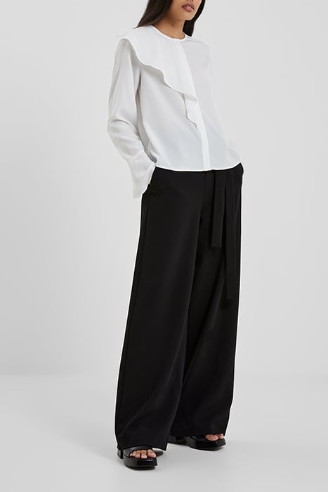 CREPE LIGHT ASYMM FRILL SHIRT WHITE 2