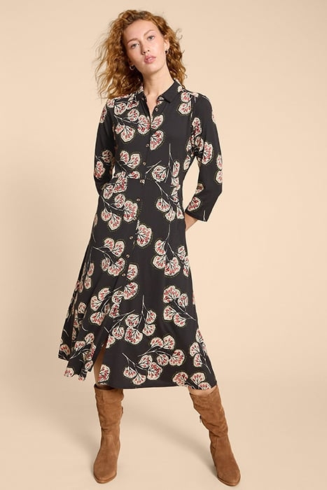 RUA JERSEY SHIRT DRESS GREY PRINT 1