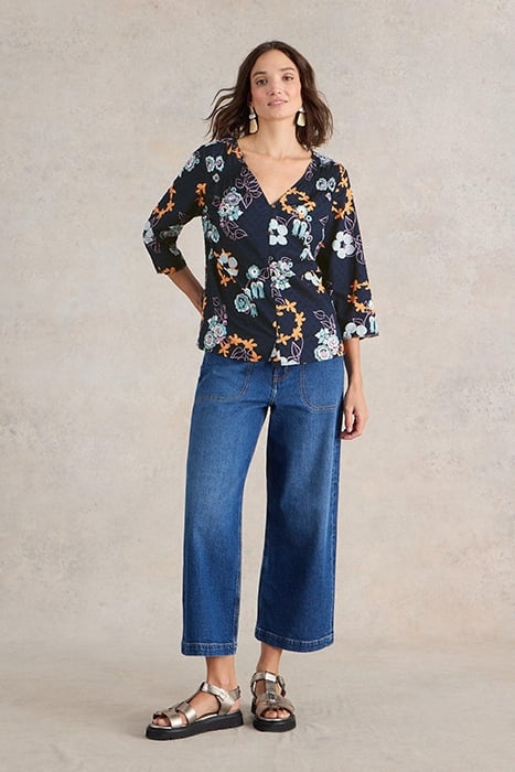 RAE ORGANIC COTTON TOP NAVY PRINT 1