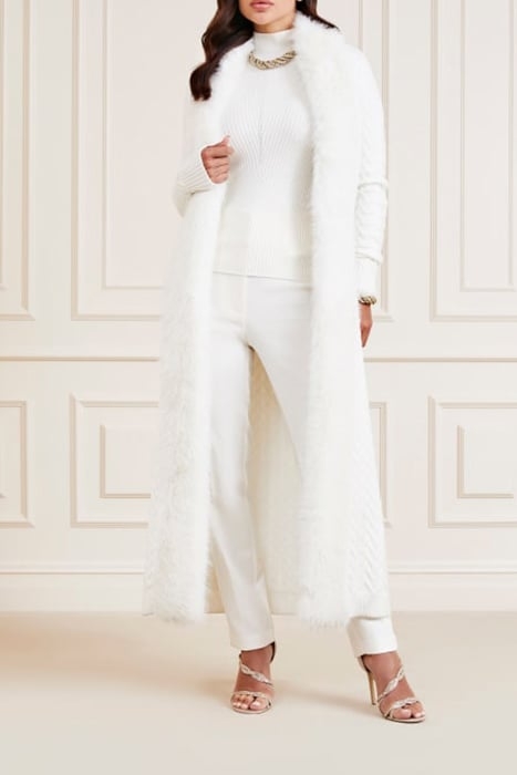 PAULA FAUX FUR LONG PALE COAT PEARL 1