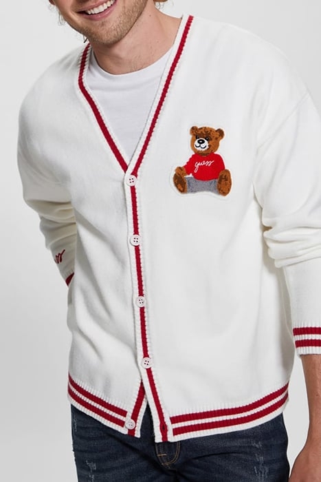 LS LIAM BEAR PATCH CARDIGAN SALT WHITE 4