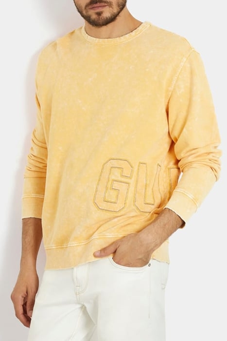 TREATED GUESS LOGO CN SWEATSHI MANGO SEED YELLOW 1