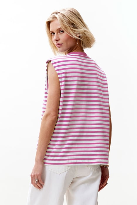 FOLDED SHOULDER SINGLET SUPER PINK 2