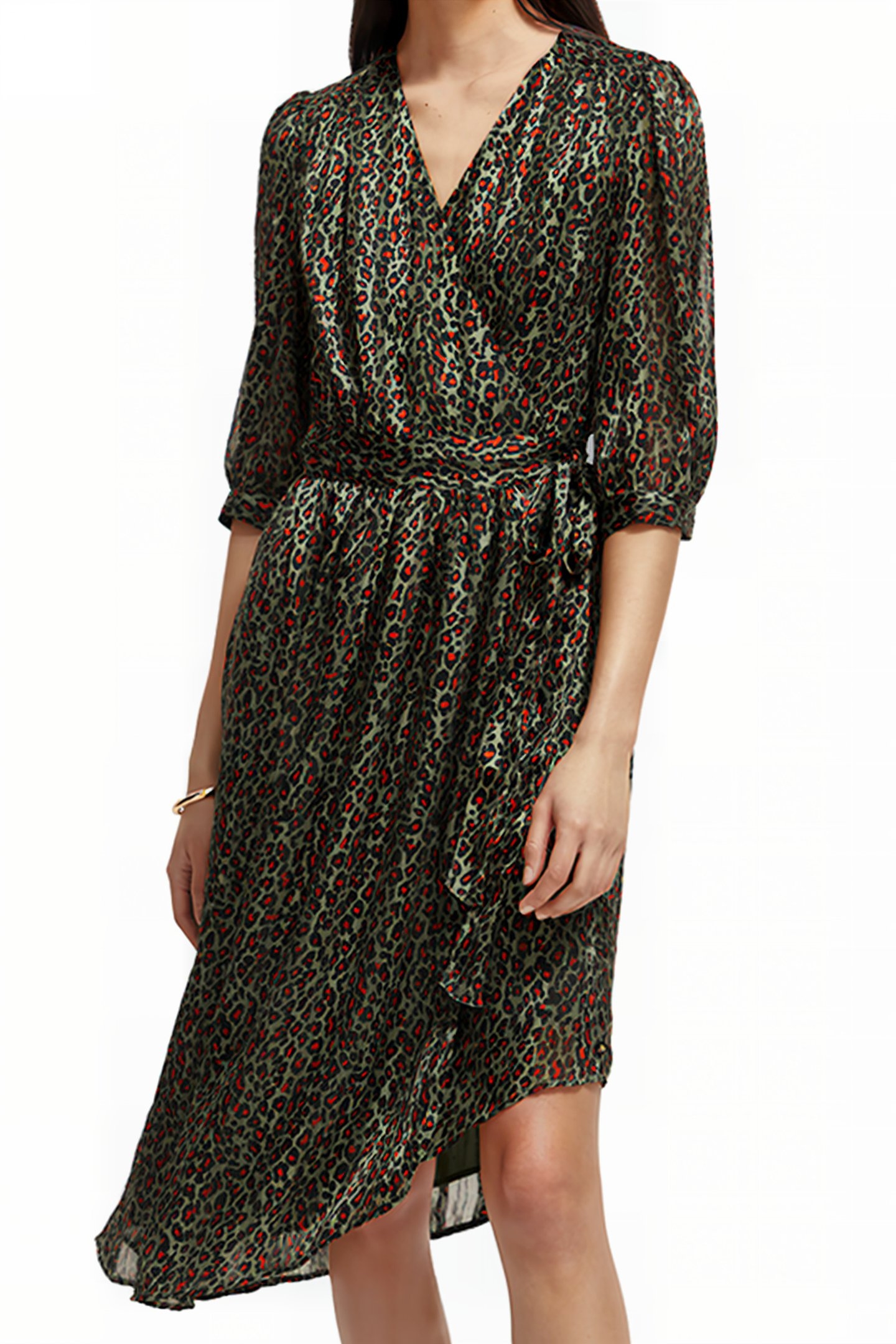 ASYMMETRIC WRAP DRESS CREATURES OF THE NIGHT FIELD GREEN 7