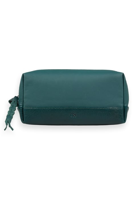 LARGE LEATHER MAKEUP BAG BOTTLE GREEN 1