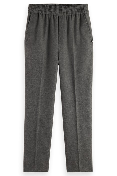 MAIA - MID RISE TAPERED LEG WOOL FLANNEL PULL-ON PANT CHARCO 1