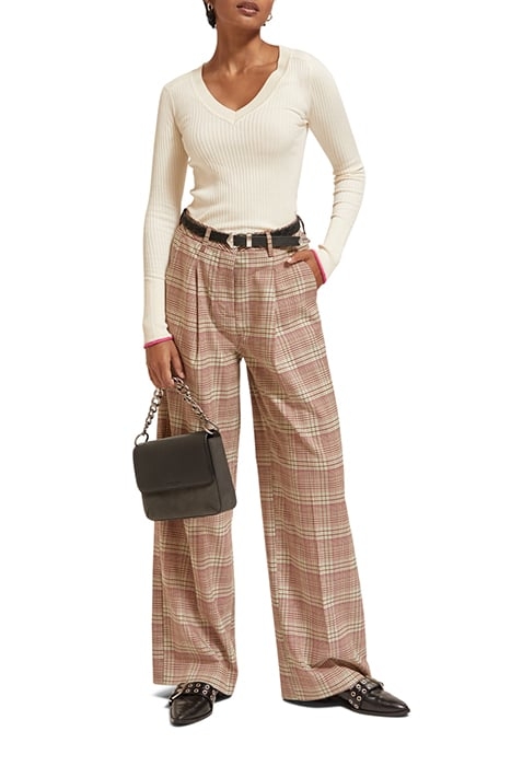 SKINNY RIB V NECK PULLOVER ECRU MELANGE 3