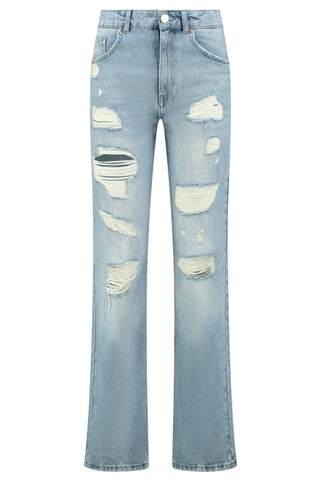 WIDE LEG DESTOYED DENIM BLUE DENIM 1