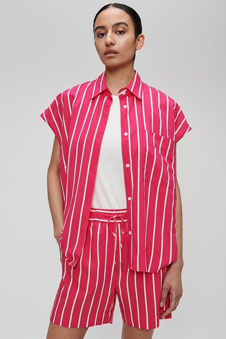 STRIPED OVERSIZED TOP CARMINE ROSE 1