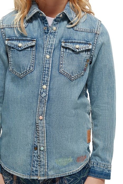 BOYS REWORKED AND CUSTOMIZED DENIM WESTERN SHIRT INDIGO 6