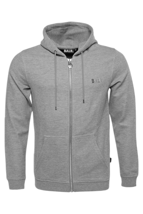 BALR. Q-SERIES STRAIGHT ZIPPED HOODIE GREY HEATHER 1