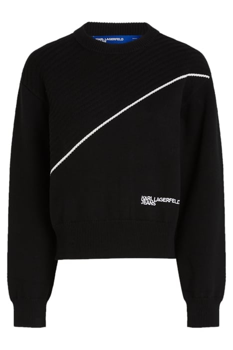 KLJ CONTRAST RIBBED SWEATER BLACK 1