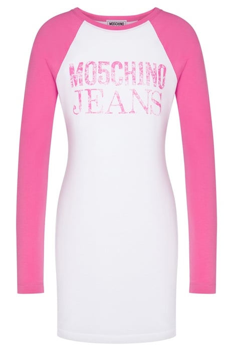 MOSCHINO JEANS LOGO JERSEY DRESS WHITE 3