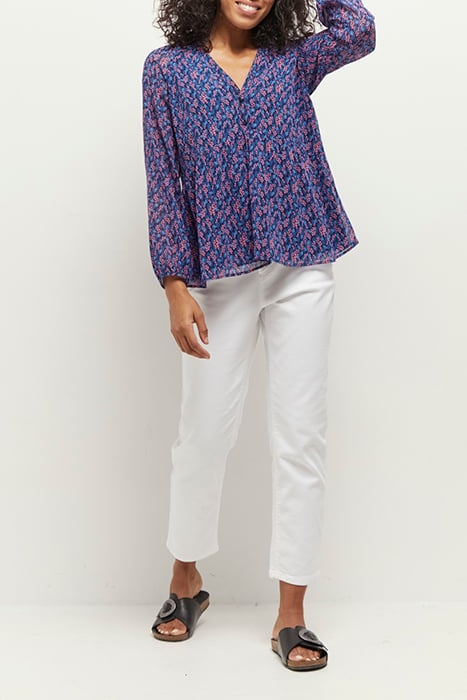 CERES - NAVY BLOUSE WITH GRAPHIC BOUQUET PRINT IN RECYCLED P 1