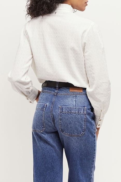 CAISA - ECOVERO™ LENZING™ ECRU BLOUSE WITH LACE COLLAR 2